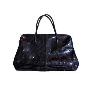 Furla Black Leather Satchel Bag Double Shoulder Straps Made in Italy